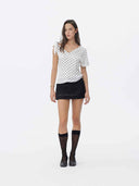 prestashop:1:5722:27869 | White Polka Dot Asymmetrical Wrap Top