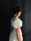 prestashop:1:5792:28220 | Off White Tulle-covered Jersey Top