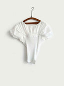 prestashop:1:5792:28221 | Off White Tulle-covered Jersey Top