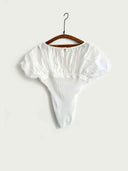prestashop:1:5792:28222 | Off White Tulle-covered Jersey Top