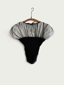 prestashop:1:5793:28232 | Black Tulle-covered Jersey Top