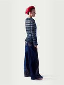 prestashop:1:650:3893 | Blue glass yarn striped ruffle cardigan