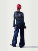 prestashop:1:650:3894 | Blue glass yarn striped ruffle cardigan