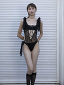 Black CL Lace Sleeveless Bodysuit
